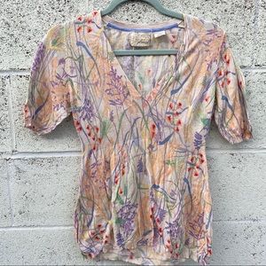⭐️ANTHROPOLOGIE Guinevere floral short sleeve top